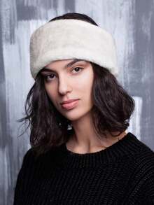 1Pc Women Faux Fur Headband Solid Black Fuzzy Headband Fleece Earmuff Empty Winter Hat Top Hat - 1Pc - View 16