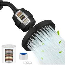 Kammoy Ducha de Lluvia de Alta Presión con Filtro, 6 Cabeza de Ducha Antióxido, [35 Capas de Filtrado], Cabezal de ducha circular de alta presión,con 2 Cartuchos Filtrantes y Todos Los Accesorios - 1 - Ver 2