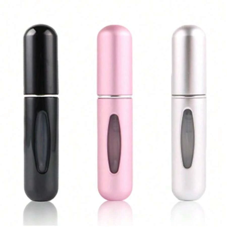 3PCS 5ml High-Grade Empty Refillable Perfume Crystal Bottom Bottle Cosmetic Containers Parfum Atomizer Spray Dispenser Portable(Black.Silver.Pink.) - 3 - 查看 1