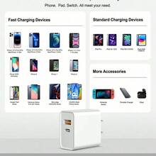1-3个20W快充墙充，带USB Type-C和USB-A接口，PD电源适配器，兼容 17 Pro Max/16/15系列和安卓设备 - 美規A型插(110-127V) - 查看 6