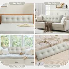 Soft Headboard Pillow Bed Wedge Pillow For Headboard With Side Pockets Dorm Headboard Twin Full Queen King Backrest Pillow, Bed Bolster Pillows For Back Support With Removable Cover - 淺灰色 - 查看 7