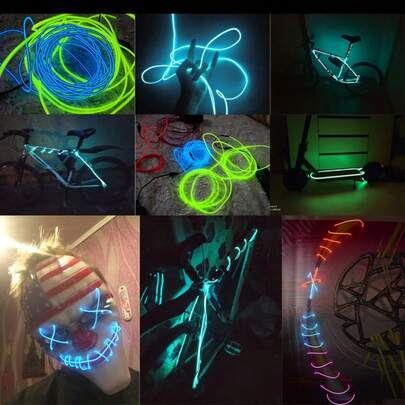 1 set 5V Néons, bleu/bleu glace/rouge/blanc/rose, 5 mètres de guirlandes lumineuses décoratives avec interface USB, colorées et lumineuses, installation diversifiée, guirlande lumineuse DIY, éclairage fluorescent convenant pour l'éclairage intérieur de voiture, éclairage d'ambiance flexible, décoration extérieure pour fête