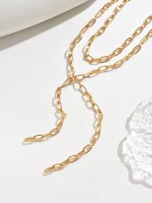 1pc Autumn/Winter New Y-Shaped Necklace, Simple Hip-Hop European And American Style, Double-Layer Chain With Long Tassel Collarbone Chain, Sweater Chain, Versatile Daily Accessory