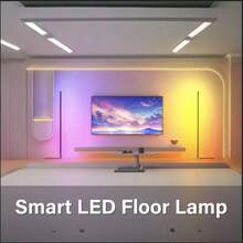 Lámpara inteligente LED de 155 cm de longitud, con carcasa de aleación de aluminio, durable, control remoto, alimentación por USB, control de aplicación, sincronización de música, diseño vertical negro, adecuada para sala de estar, dormitorio y espacios modernos, iluminación decorativa minimalista, decoración del hogar, iluminación ambiental, diseño minimalista, iluminación moderna, fabricación de alta calidad, materiales premium, brillo ajustable, decoración del hogar, diseño de interiores, ideal para Navidad, cumpleaños, bodas y otras festividades