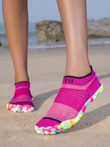 ZVB Couples Water Shoes Suitable For Barefoot Lovers, Soft-Soled Women's Beach Shoes For Swimming, Diving, Outdoor Quick-Drying Summer Sandals, Fishing Water Shoes, Non-Slip Breathable Wading Shoes - 玫紅色 - 查看 15