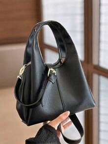 Women's Fashion Handbag Bucket Bag, Elegant Minimalist Design, Large Capacity, Khaki Color, Crossbody Style - 黑色 - 查看 1