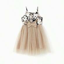 Family Matching Sets Color Block Shirt Or Floral Body-Con Asymmetrical Hem/Tulle Strap Dress - Apricot - View 4