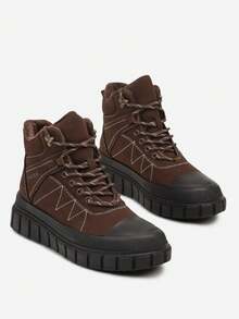 Damen weiche, kuschelige Trapper Stiefel - Lässig Winterstiefel - Braun - Übersicht 5