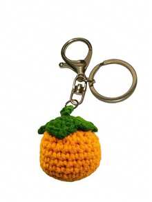 1 件手工钩织柿子贴花 - 橙色纱线果实，带绿色叶子，适用于 DIY 手工艺品、钥匙扣、钩针用品、时尚配饰小水果吊坠、服装装饰、包包装饰、剪贴簿、珠宝制作、家居装饰项目、礼品工艺创意、手工必备品、小型纺织饰品，可选手工亮片细节（不含额外材料） - 彩色 - 查看 4