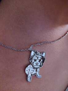 1pc Customized Pet Photo Dog Tag Pendant Necklace, Stainless Steel Material, Can Be Used As Memorial Jewelry, Learning Supplies, Back To School Gift, Office Supplies, School Supplies, Classroom Supplies, Teacher Gift, College Supplies, Coworker Gift, Dorm Supplies, Etc. - Multicolor - View 3