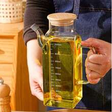 Square Glass Oil Bottle, Large Capacity Soy Sauce, Vinegar Kitchen Seasoning Bottle With Lid, Leak-Proof Sealed Oil Dispenser [25.36Oz/33.81Oz] - 無色 - 查看 9