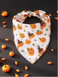 1pc Devil Pumpkin Pattern Comfortable Triangle Pet Bandana/Scarf, Suitable For Small, Medium, Large Dogs Halloween Gifts And Decorations For Dogs