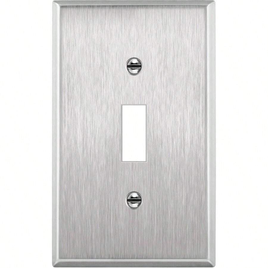 Toggle Light Switch Stainless Steel Wall Plate, Metal Plate Corrosive Resistant Cover Rotary Dimmers Lights, Size 1 - Gang 4.50x 2.76 7711, 430 Stainless Steel, Listed, Silver