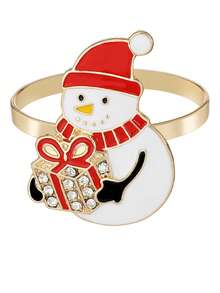 1/6pcs Creative Christmas Series Napkin Rings, Hotel Tableware Snowman & Christmas Tree Napkin Rings Decorations - Multicolor - View 24