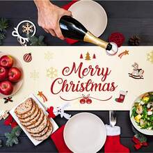 1pc Christmas Table Runner,Santa Claus Christmas Decorations Table Runner Red Merry Xmas Table Runner Buffalo Check Plaid Party Decor Winter Holiday Kitchen Dining Table Decoration For Indoor Home