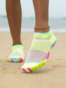 ZVB Couples Water Shoes Suitable For Barefoot Lovers, Soft-Soled Women's Beach Shoes For Swimming, Diving, Outdoor Quick-Dry Summer Sandals, Fishing Water Shoes, Anti-Slip Breathable Wading Shoes - 螢光綠 - 查看 7