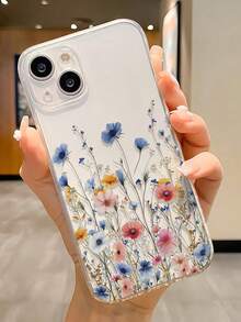 Flower 1 件极简主义花卉透明全覆盖 TPU 手机壳适用于 17、16、15、14、13、12、11 Pro Max、A55/54/53/52/51、S25/24/23/22/21 Ultra - 彩色 - 查看 3