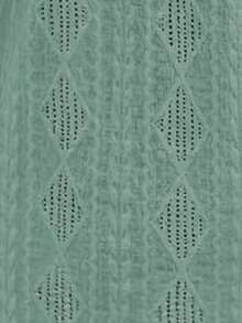 New European & American Cross-Border V-Neck Loose Short Sleeve T-Shirt, Jacquard Solid Color Blouse For Women, Spring/Summer - Green - View 3