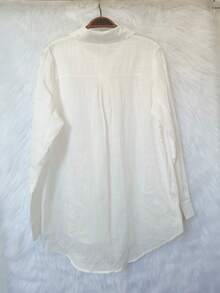 Camisa linho Manga Longa Feminina - Branco 2 - Visão 3