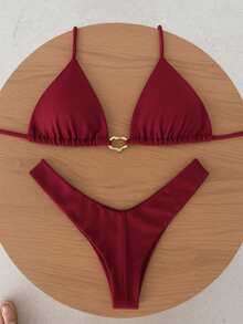 Simple Elegant Backless/Backless Tie Back Holiday Beach - Color caoba - Ver 1