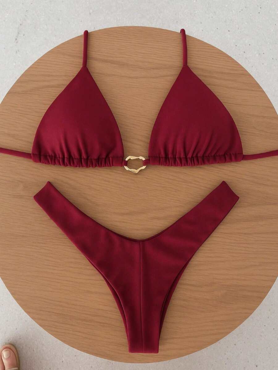 Simple Elegant Backless/Backless Tie Back Holiday Beach - Color caoba - Ver 1