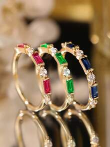 1 chiếc nhẫn hợp kim đồng đá quý lớn thanh lịch cổ điển, phù hợp cho trang phục hàng ngày và đám cưới của phụ nữ - đá quý kim cương lấp lánh - Xem 13