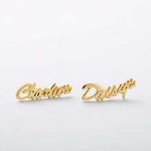 Customized Dog Paw & English Letter Design Stud Earrings For Women, Popular Minimalist Hollow Heart Stainless Steel Earrings