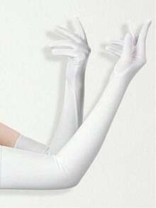 1双长手套女式缎面手套 21英寸长手套女式花式歌剧手套肘长手套服装 - 黑色 - 查看 6