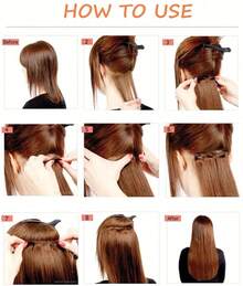 Clip In Hair Extensions,6PCS Hair Extensions Long Mermaid Waves Wavy Synthetic Clip On Hairpiece For Women 24 Inch Light Brown With Blonde Highlights - Blonde Brown 6H613 - View 6