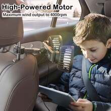 [Essential Car Accessories]360° Rotating 3-Speed Powerful Rear Seat Dual-Sided Car Cooling Fan - Suitable For Sedans, RVs, SUVs, With Adjustable Clips, Specially Designed For Rear-Seat Children As An Air Circulation Fan - Black - View 2