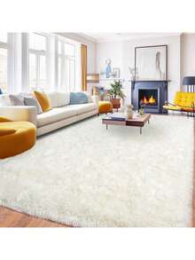 WISH TREE 8x10 Area Rugs For Living Room, Fluffy Shaggy Rug Soft Carpets, Big Rugs For Bedroom Play Room Dorm Home Decor Aesthetic Cream White - 奶油白 - 查看 15