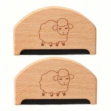 1pc Portable Wooden Lint Remover Brush, Reusable Double-Sided Travel Brush For Clothes, Furniture, Pet Hair, Sweaters, Scarves, Pants Fuzz Removal Tool - Multicolor - View 13