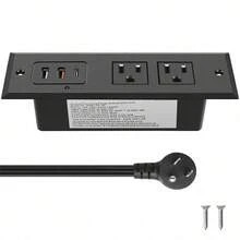 US Standard Socket Office Kitchen Concealed Power Socket Embedded Intelligent Socket - Negro - Ver 2