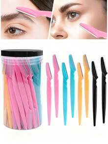 80/60/50/40/30/12pcs Multifunctional Portable Eyebrow Trimmer, Multi-Function Hair Removal Tool, Trimming And Shaping Shaver With Dust-Proof Protective Design Cover, Suitable For Men And Women Facial Hair Removal