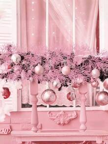 10 piezas de ramitas artificiales de cedro con purpurina rosa, ramas y tallos de cedro falso, adornos navideños con hojas de pino con purpurina, hojas y tallos de cedro artificiales para manualidades DIY, coronas y decoración del hogar, hojas falsas adecuadas para coronas y decoración del hogar