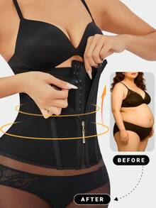 1pc Waist Trainer With Zipper, High Compression Waist Cincher For Women, 2-In-1 Waist Trainer With Hooks, Suitable For Various Occasions, Breathable Tight Tummy Control, Shapewear For Yoga, Fitness, With Buttons And Zipper, Breathable Tight Tummy Control, Suitable For Summer, Winter, Spring, Autumn