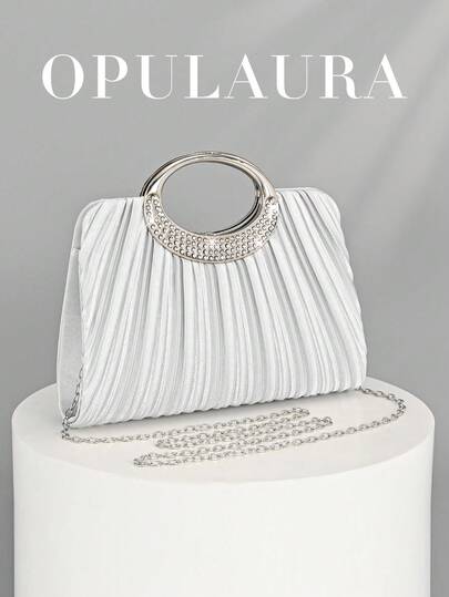 OpulAura 女士时尚闪亮水晶钻晚宴手拿包，奢华闪亮钻石镶嵌礼服包，适合晚会、派对、生日、婚礼，可作为生日礼物