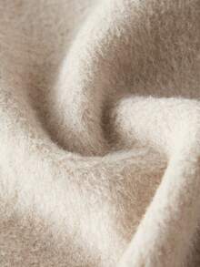 Romantic, Elegant, Minimalist Casual Fashion Commuter Long Sleeve Warm Coat, Solid Color Faux Fur Trim, Women Overcoat For Holiday, Evening Date, Office, Vacation, Autumn/Winter - Khaki - View 7