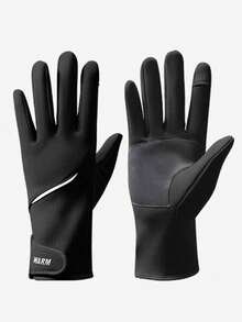 1 Pair Solid Color Casual Knitted Fabric Warm Gloves, Waterproof For Women, Suitable For Outdoor Sports, Cycling, Motorcycle, Bike, All Season, Touchscreen Capability, Thermal Lined