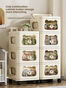 Multi-Purpose Storage Drawers,Removable Multi-Layer Drawer Storage Cabinet,3/4/5 Tier Drawers Storage Cabinet Rolling Utility Cart With Wheels, Movable Large Capacity Storage Cabinet For Snacks Toys Storage, Cartoon Trolleys Cream White Nightstands Rolling Cart With Drawers To Organize ,Room Easy Install High Quality And Movable , Multi-Purpose Organizer For Toys Clothes Diapers Sundries, Ideal Home Storage Solution For Small Spaces - Nhiều màu - Xem 8