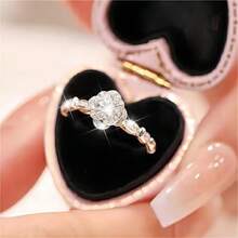1PC Dazzling Women's Fashion Wedding Band Engagement Party Zirconia Flower Ring Birthday Anniversary Christmas Gifts For Women Girlfriend Fine Jewelry Size 5-11# - 銀色 - 查看 18