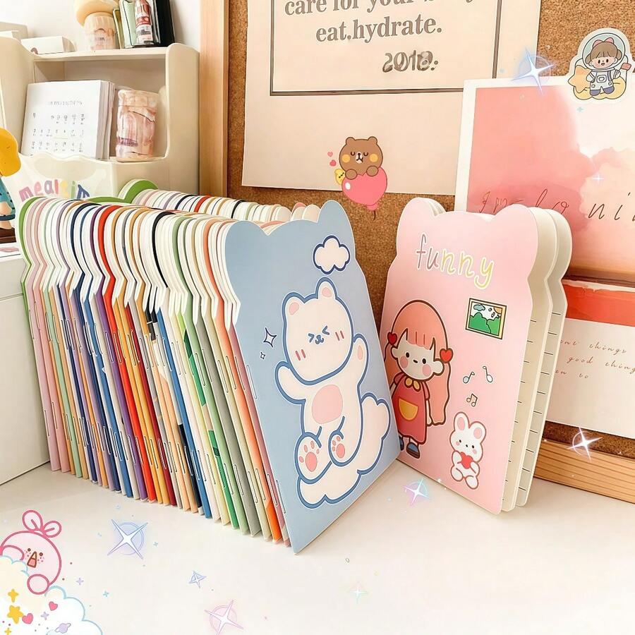 5pcs/10pcs/20pcs Mini Animal Notebook Set - Adorable Cartoon Animal Patterns With Inspirational Quotes, Frog, Pig, Rabbit And Various Animal Designs, College Ruled Pages, Compact Size, Suitable For Christmas Party Gifts, Office Prizes, Classroom Supplies (Durable Paper), Fun Design, Back To School Gifts, School Rewards - Multicolor - View 1