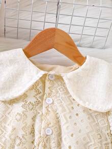 4-7 Years Old Girls Autumn Lace Long Sleeve Collared Waisted Princess Dress
