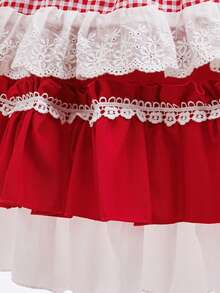 Váy phù dâu tay dài nhiều màu cho bé gái, thích hợp cho các bữa tiệc - Đỏ - Xem 10