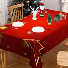 1/20 pièces Nappe de Noël, fond rouge luxueux orné de boules de Noël dorées et d'un motif d'arbre de Noël. Nappe créant une atmosphère de Noël joyeuse. Convient pour la décoration de fête, la table de cuisine et salle à manger à la maison, la décoration d'intérieur, pour créer une ambiance confortable et raffinée.