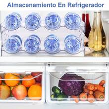 Organizador Apilable Botellas y Vasos Plástico Transparente - Para 16 Botellas Agua, Portátil y Ideal para Cocina, Gabinete, Despensa y Refrigerador - Transparente - Ver 8