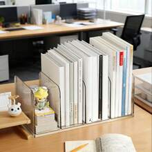 1pc Acrylic Desktop Book Stand, Desk Organizer, Pen Holder, File Tray - Stackable Acrylic Desktop File Organizer, Transparent Document Tray For Files, Papers, IPad, Letters, Small Items To Reduce Desk Clutter - Multicolor - View 8