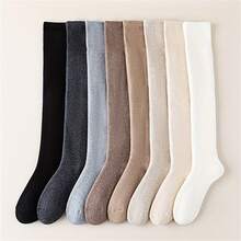 2双装秋冬过膝女袜，羊毛保暖内衬长袜，防冻保护，加厚保暖防寒过膝袜 - 彩色 - 查看 5