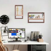 Mensole galleggianti in legno rustico - Set di 4 mensole quadrate da appendere a parete, mensole decorative montate per bagno, cucina, soggiorno, per archiviazione e esposizione