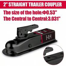 Acoplador de remolque recto negro de 2 pulgadas, bola de 2 pulgadas, ancho de canal, 3500 LBSTrailer, acoplador de lengeta - inicial - Ver 4